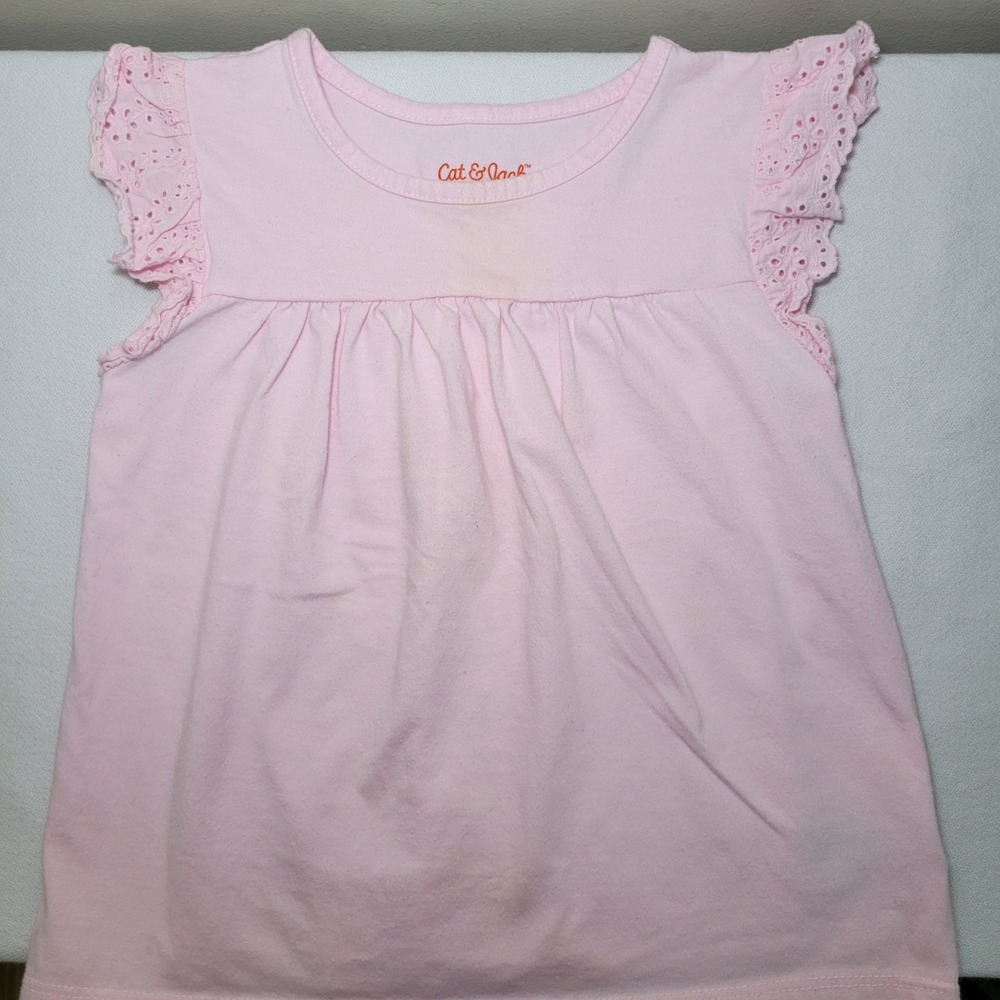 Cat & Jack Pink Eyelet Ruffle Sleeve Shirt Size 4T‎